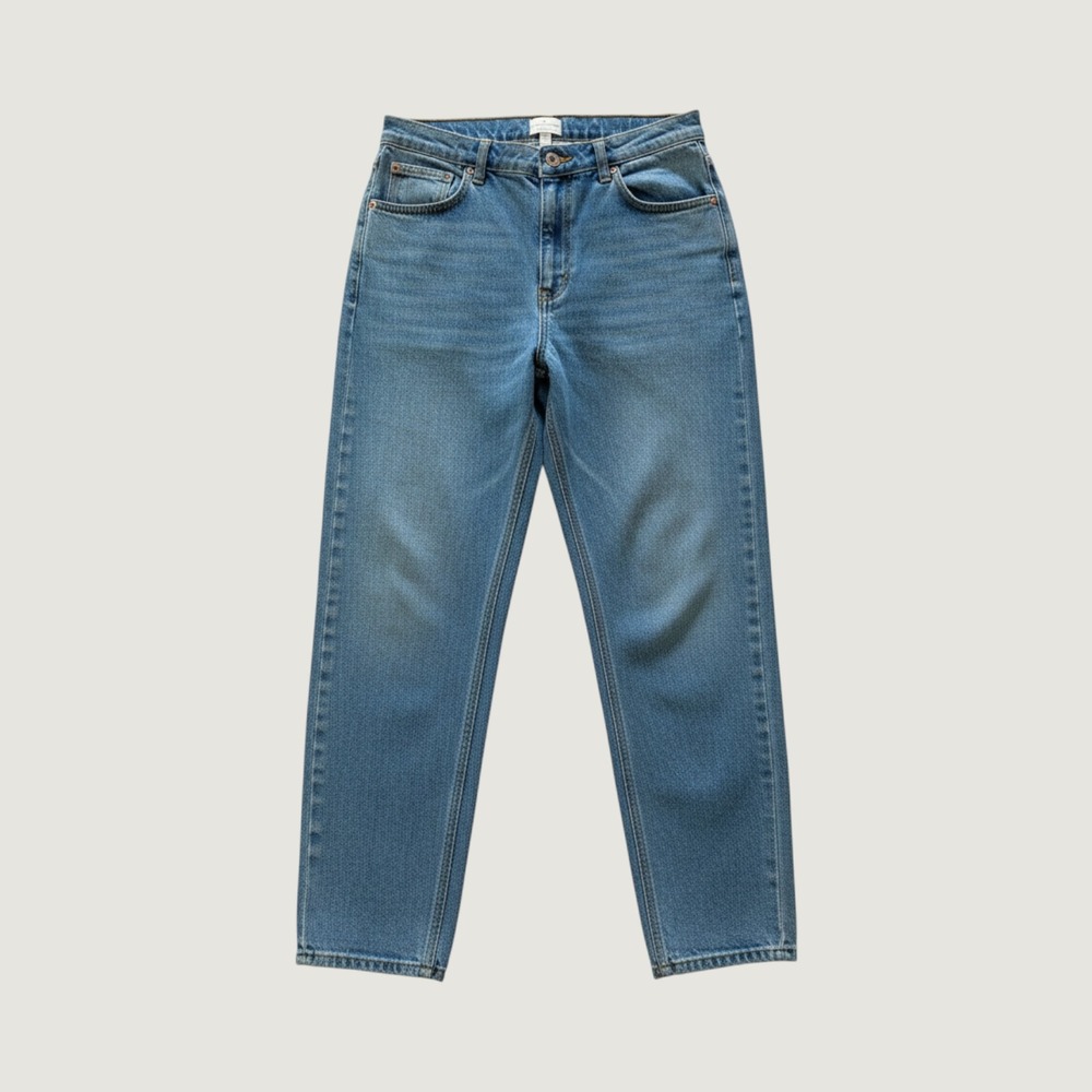 French Connection Womens High Waisted Tapered Mom Jeans Medium 29 Wash Blue